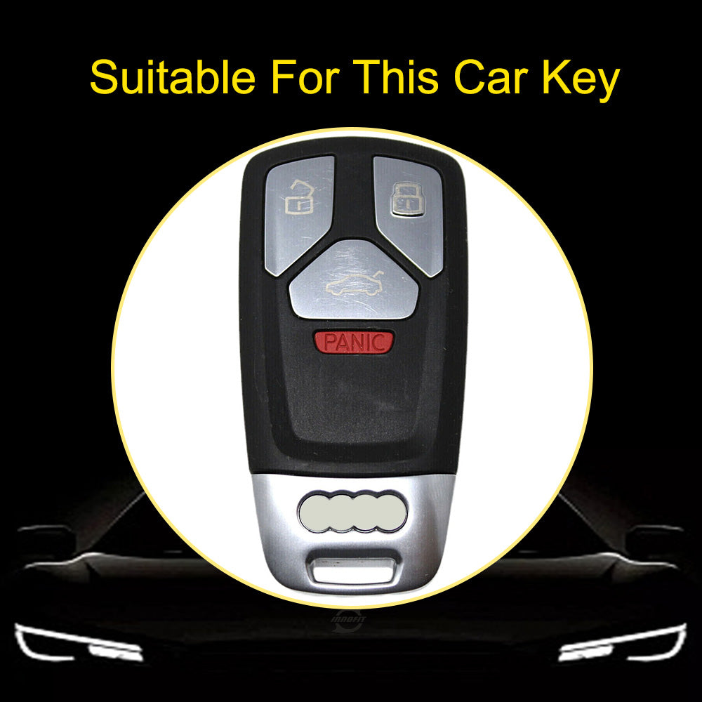 AUA3T1 Light Blue-Silver Plating Car Key Cover TPU Lightweight Car Key Cover Case Keychain Protector Fob for Audi Q7 A2 A4L Q5L A5 S4 TT TTS