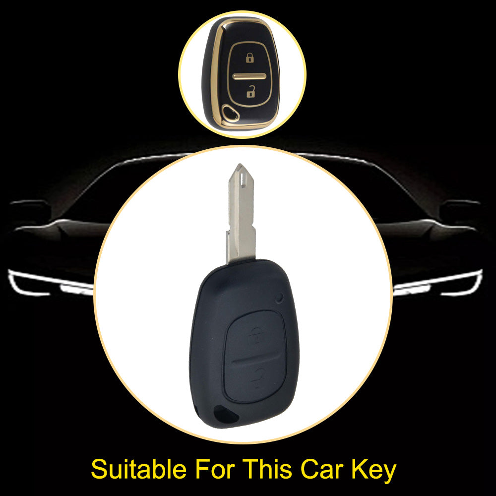 REH1T1 Black-Gold Plating TPU Car Key Case Cover for Renault Movano Trafic Kangoo Vauxhall Opel Vivaro