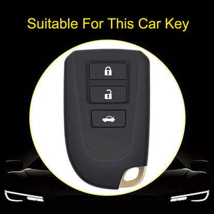 TOI1T1 Black-Silver Plating 3 Buttons TPU Car Key Cover Case for Toyota Yaris HAIs 2020 Hiace 200 Sienta