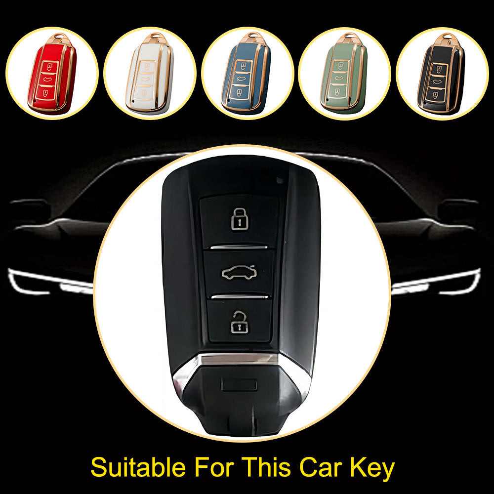 VED1T1 Black-Gold Plating TPU Car Key Case Cover Dongfeng Yixuan GS AX7 Pro New Design Waterproof Auto Accessory