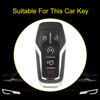FOC2T1 Black-Metal Gray Plating Soft Tpu Car Key Case Fob Cover for Ford Fusion Mondeo Mustang F-150 Explorer Edge 2015 2016 2017 2018 Car Accessories