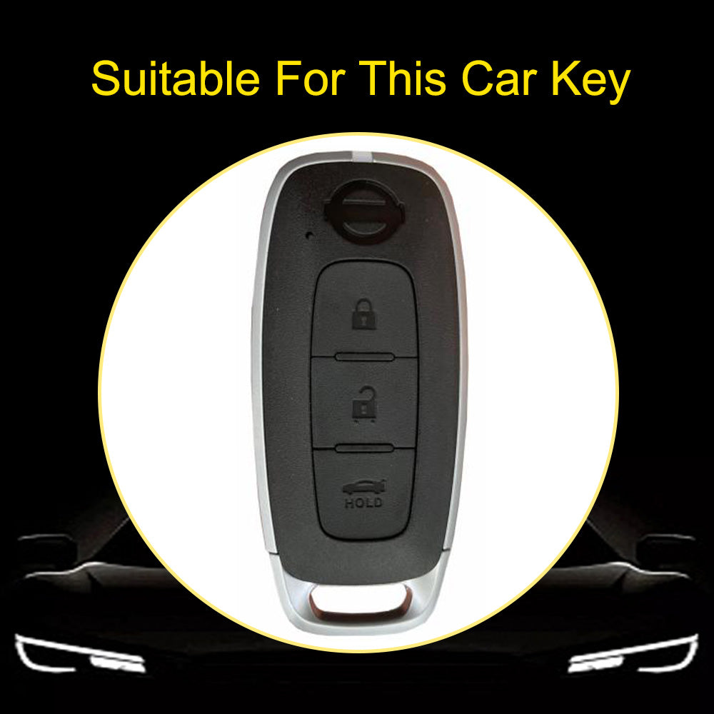 NIA2T1 Light Blue-Silver Plating TPU Car Key Cover Car Key Case for Nissan Altima Murano Sentra Rogue Armada Pathfinder Infiniti FX35