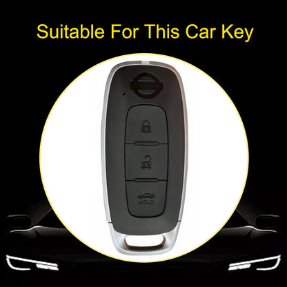 NIA2T1 Light Blue-Silver Plating TPU Car Key Cover Car Key Case for Nissan Altima Murano Sentra Rogue Armada Pathfinder Infiniti FX35