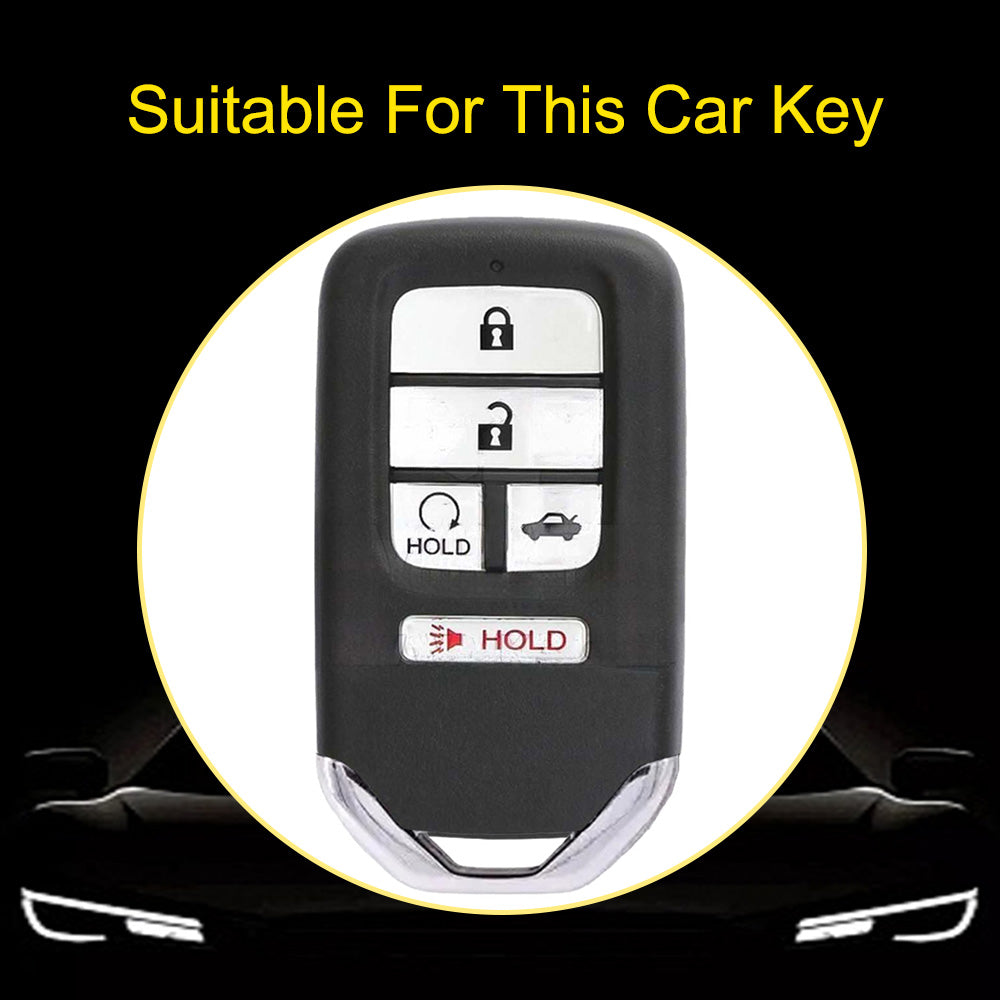HOA6T1 Black-Silver Plating Car Key Cover New Soft TPU Car Remote Key Case Cover Shell Fob for Honda Civic Vezel City Jade Pilot Jazz BRV XRV HRV Fit Odyssey Accessories