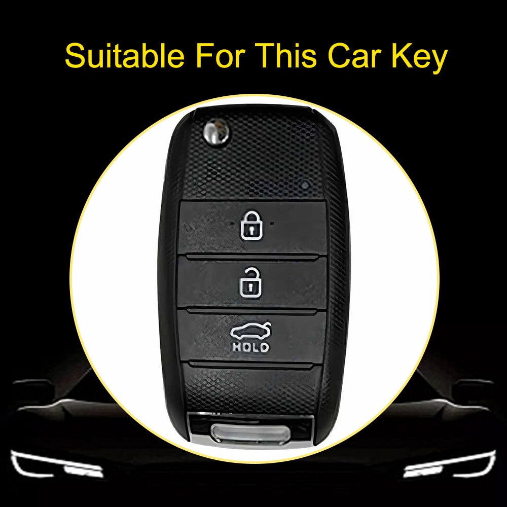 KIE1T1 Red-Gold Plating Car Key Cover Fashionable Soft TPU Key Fob Cover for Kia Rio K3 2014-2016 Model-Year Protective Car Key Accessory