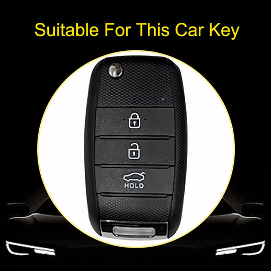 KIE1T1 Purple-Silver Plating Car Key Cover Fashionable Soft TPU Key Fob Cover for Kia Rio K3 2014-2016 Model-Year Protective Car Key Accessory