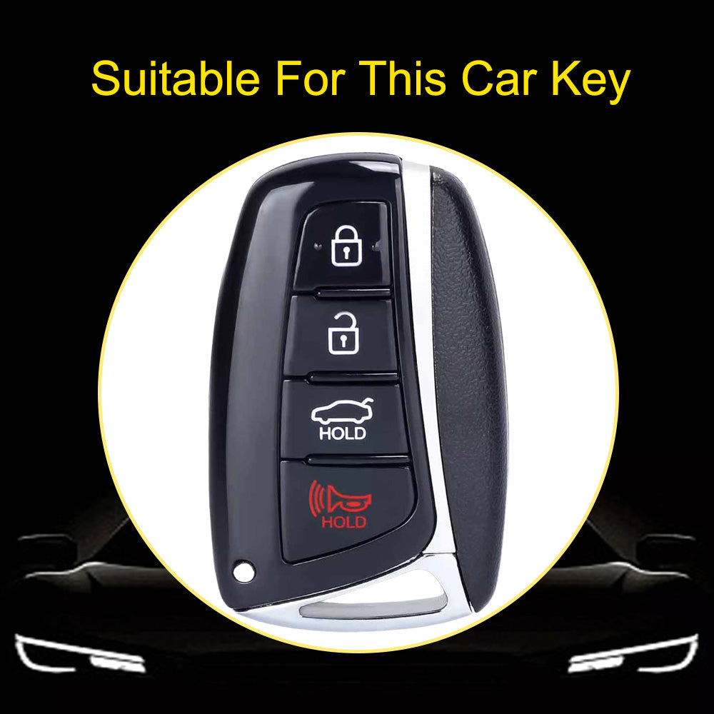 HYH2T1 Black-Gold Plating TPU Car Key Case Cover for Hyundai Tucson Creta IX25 Ix10 I20 I30 Verna Santa Fe Other Models
