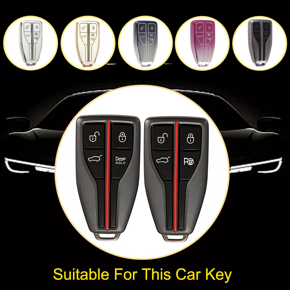 HNA3T1 Black-Gold Plating TPU Car Key Case Cover for Hong Qi HS5 HS3 HS7 H5 H9 H6 All New Waterproof Auto Accessory Premium Quality New Design