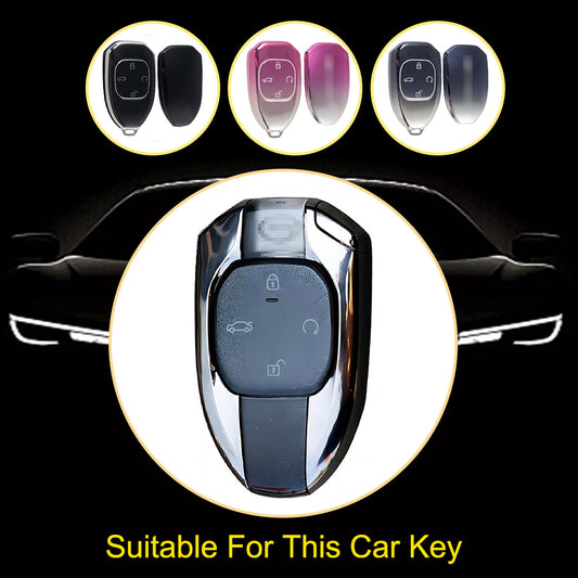 TRE1T1 Black-Silver Plating Car Key Cover Silicone Protection TPU Car Remote Key Case Cover for GAC Trumpchi Aion S V Y LX GS4 GM8 GA3 GA6 SGS7 GS8 TA Key Accessories