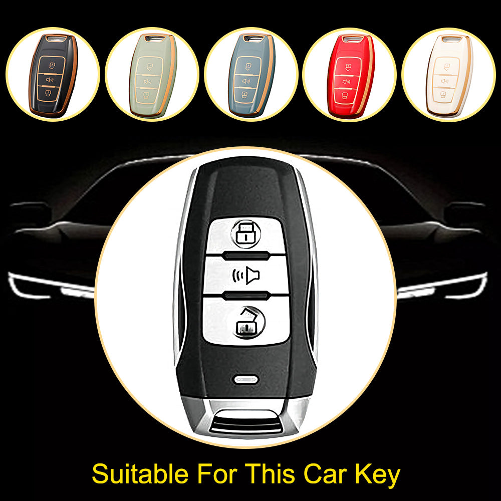 GRA1T1 Black-Gold Plating Car Key Cover TPU Car Key Case Cover Holder Shell for Great Wall POER Haval Hover H1 H4 H6 H7 H9 F5 F7 H2S GMW Coupe Auto Key Accessories
