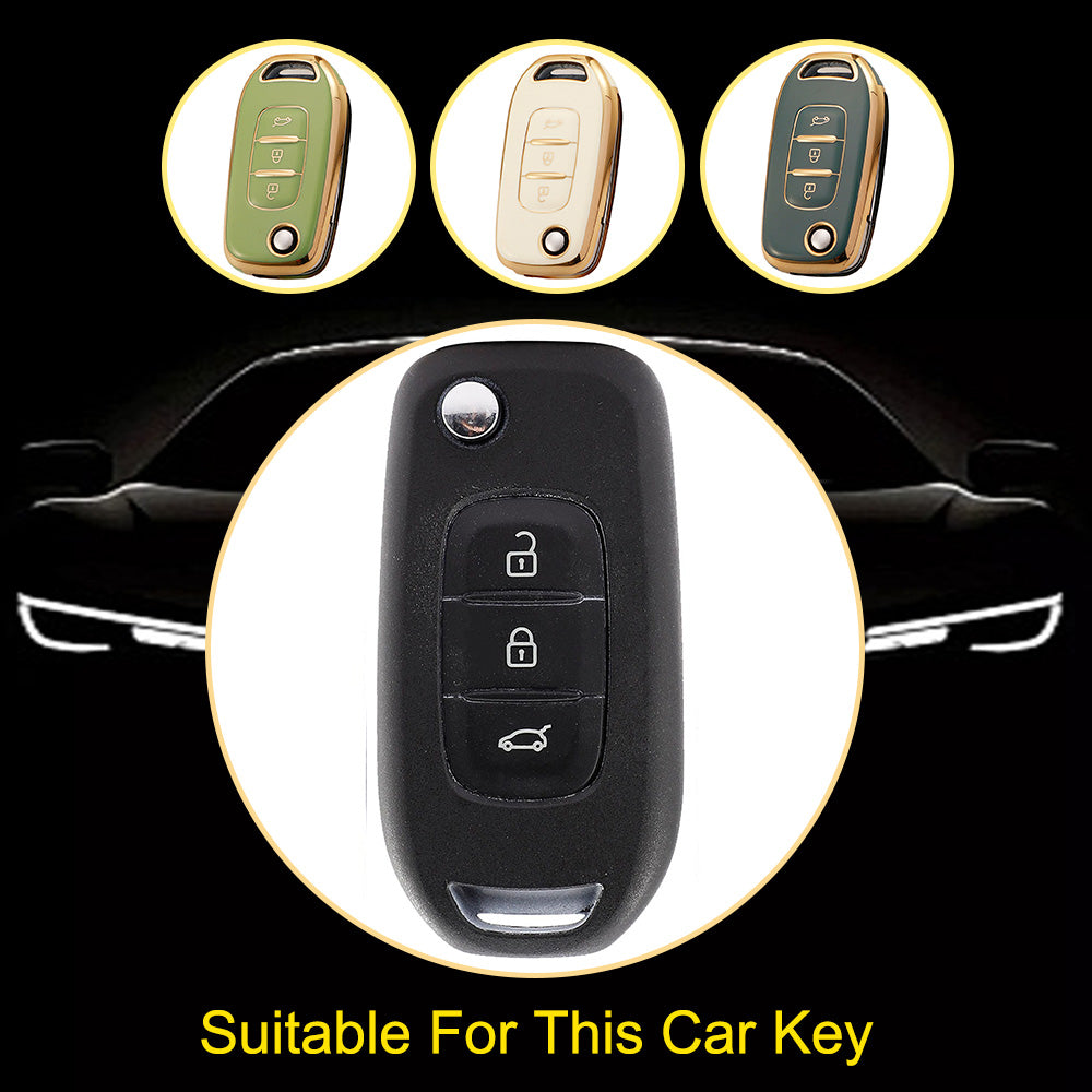 REB1T1 Black-Silver Plating Car Key Cover For Renault 3-Button Flip Fob Key Shell Case Remote Cover for Clio Twingo Megane Scenic Laguna Espace Kangoo Safrane Cars