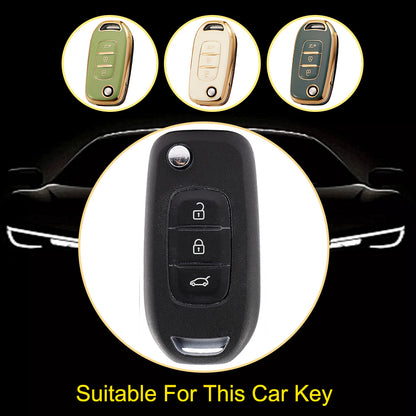 REB1T1 Black-Silver Plating Car Key Cover For Renault 3-Button Flip Fob Key Shell Case Remote Cover for Clio Twingo Megane Scenic Laguna Espace Kangoo Safrane Cars