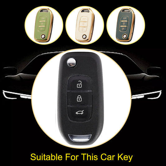 REB1T1 Black-Silver Plating Car Key Cover For Renault 3-Button Flip Fob Key Shell Case Remote Cover for Clio Twingo Megane Scenic Laguna Espace Kangoo Safrane Cars