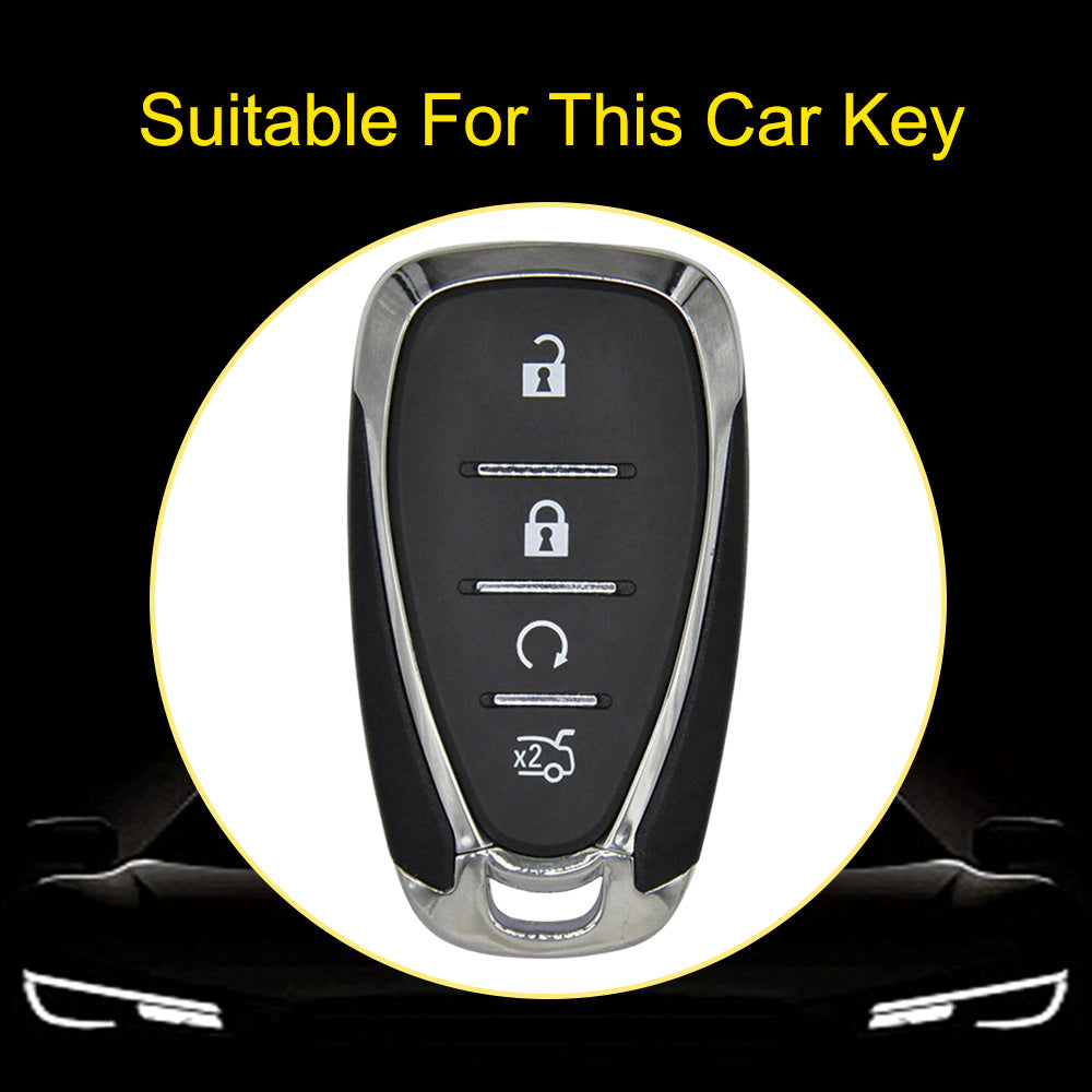 CEA4T1 Black-Gold Plating TPU Car Key Case Cover For CHEVROLET Cruze Spark Camaro Volt Bolt Trax Malibu Captiva Equinox Trax Tracker AVEO Lova