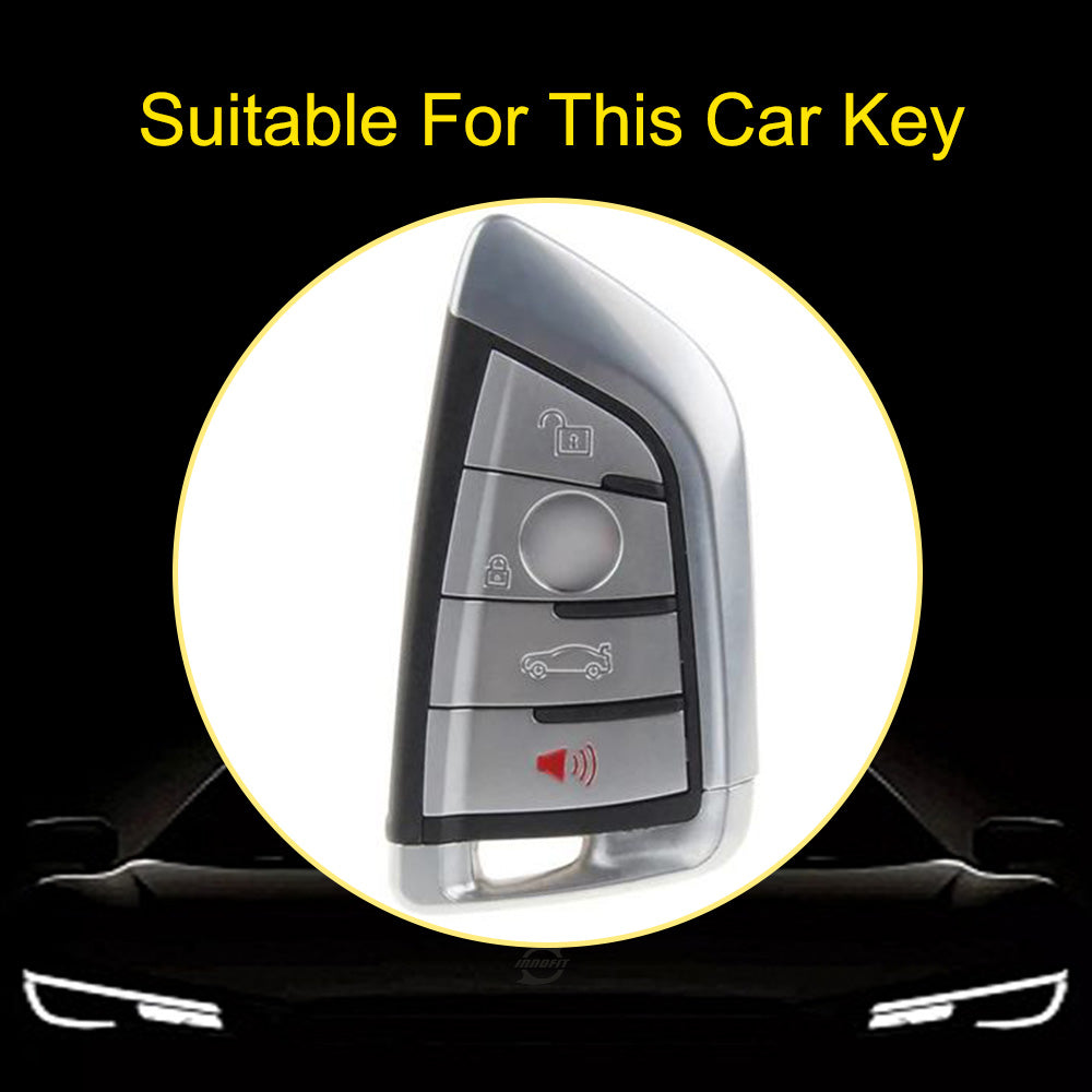 BMB3T1 White-Gold Plating Car Key Cover For BMW 1 2 3 4 5 6 7 Series X1 X2 X3 X5 X6 X7 Smart Key Ring Holder Keychain Car Accessories