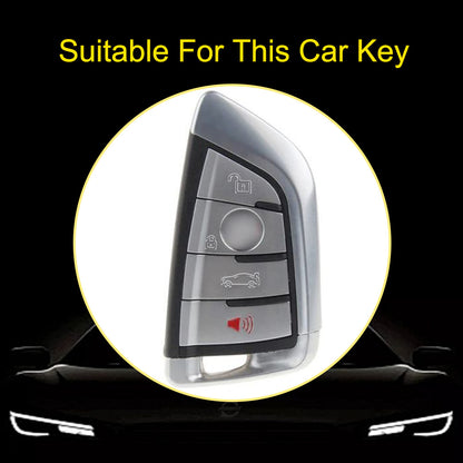 BMB3T1 White-Gold Plating Car Key Cover For BMW 1 2 3 4 5 6 7 Series X1 X2 X3 X5 X6 X7 Smart Key Ring Holder Keychain Car Accessories