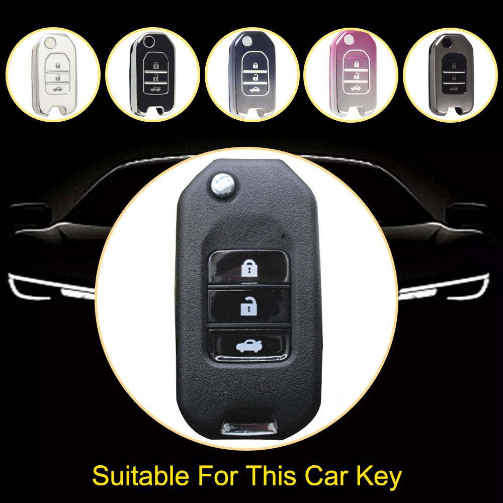 HOC1T1 Black-Gold Plating Car Key Cover 2022 New High Quality TPU Car Key Case for Honda Civic Accord CRV CR-V XRV Car Key Shell Cover