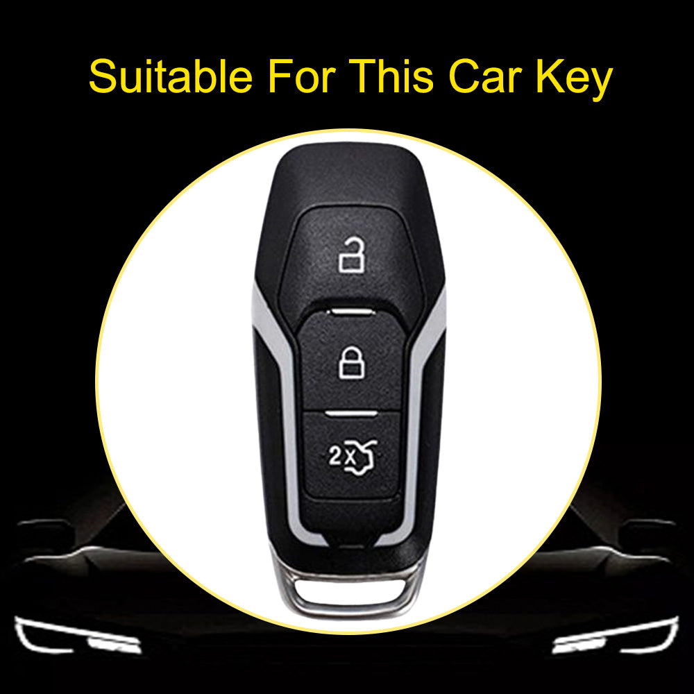 FOU3T1 Green-Gold Plating Soft Shell Fob Holder TPU Car Key Cover Case for Ford Fusion Mondeo Mustang F-150 Explorer Edge 2015 2016