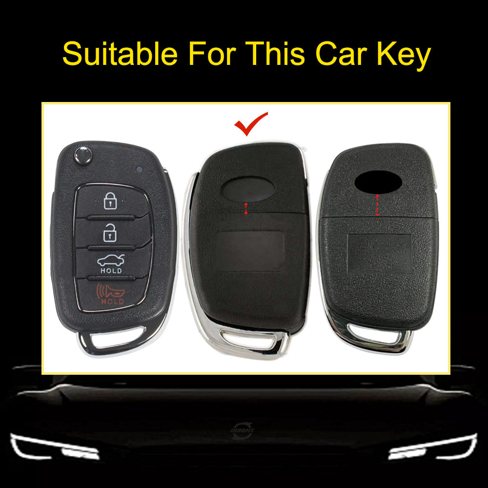HYF3T1 White-Gold Plating TPU Car Key Case Cover for Hyundai Elantra Sonata Kia Forte Optima Spectra