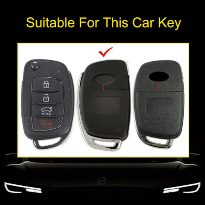 HYF3T1 White-Gold Plating TPU Car Key Case Cover for Hyundai Elantra Sonata Kia Forte Optima Spectra
