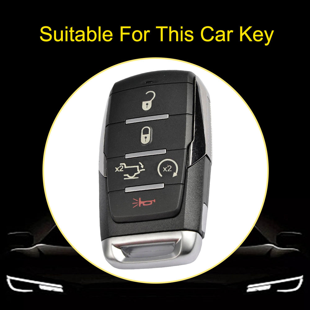 JEE6T1 Black-Gold Plating TPU Jeep Grand Cherokee Chrysler 300C for Fiat Freemont Dod Ram 1500 Journey-Fit Model Car Key Cover Case Car Key Accessories