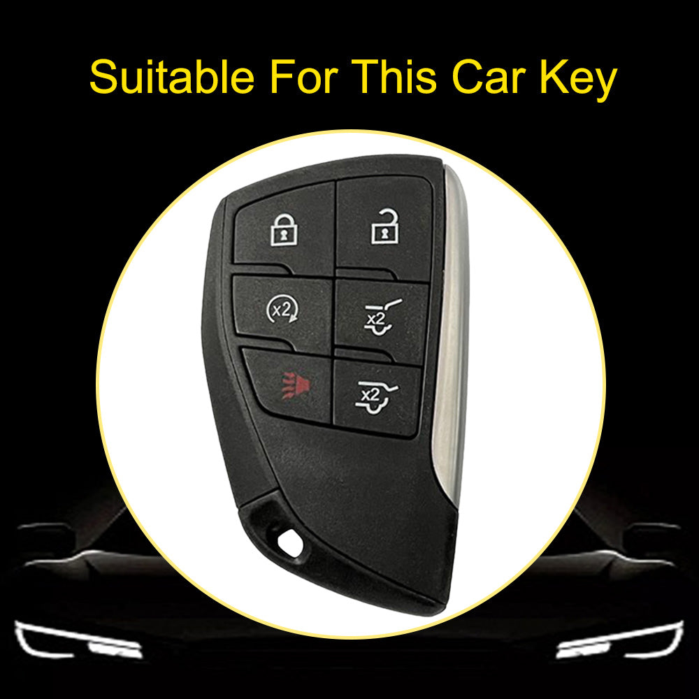 CEV4T1 White-Silver Plating 6-button Car Remote Key Case TPU Soft Key Fob Cover Smart Key Shell Holder Compatible with GMC Chevy Buick