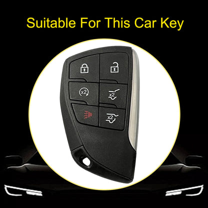 CEV4T1 White-Silver Plating 6-button Car Remote Key Case TPU Soft Key Fob Cover Smart Key Shell Holder Compatible with GMC Chevy Buick