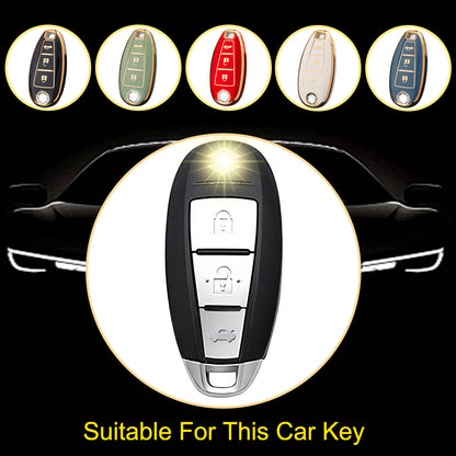SUA2T1 Black-Gold Plating TPU Car Key Case 3 Button for Suzuki Vitara Swift Ignis Kizashi SX4 Baleno Ertiga 2016 2017 2018 2019