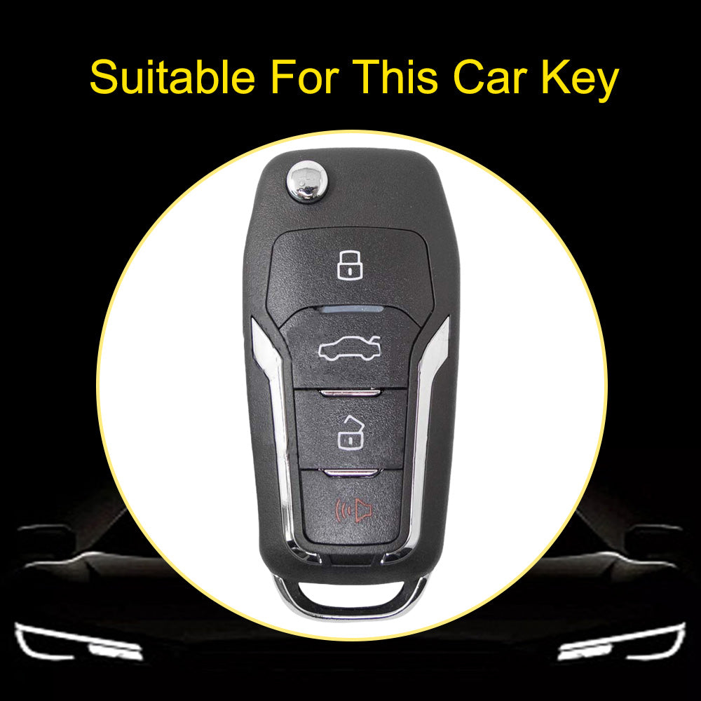 FOA7T1 Granny Grey-Gold Plating Car Key Cover for Ford Fusion Fiesta Escort Mondeo Everest Ranger