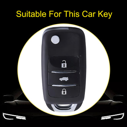 CHB1T1 White-Silver Plating Car Key Cover For Premium Soft TPU Car Key Case Cover  CHANGAN Benben E-Star CS15 CS35 CS55 EADO LUMIN Key Rings Keychain Bag