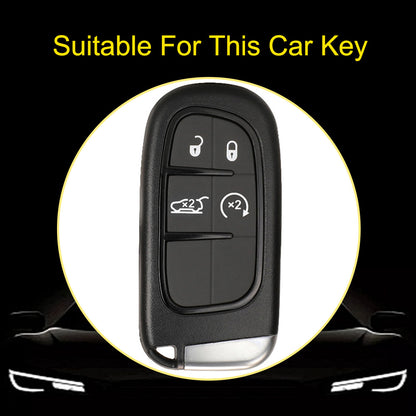JEA3T1 Black-Gold Plating TPU Car Key Case Cover Shell for Jeep Renegade Compass Grand Cherokee Chrysler 300C Wrangler Dodge Ram Charger Challenger