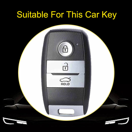 KIH1T1 Black-Silver Plating Car Key Cover Key Soft TPU Car Key Case Cover Shell for KIA K3 K4 K5 KX3 KX5 KX7 Sportage Sorento Stonic Cadenza Landwind Key Rings Keychain Bag