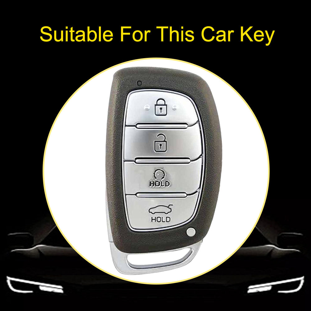 HYD4T1 Black-Silver Plating TPU Car Key Case Cover for Hyundai Ix25 Ix35 I10 I20 Solaris Tucson Sonata Santa Fe Sport Elantra Creta Verna