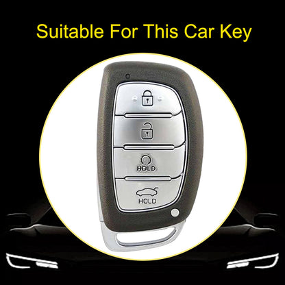 HYD4T1 Black-Silver Plating TPU Car Key Case Cover for Hyundai Ix25 Ix35 I10 I20 Solaris Tucson Sonata Santa Fe Sport Elantra Creta Verna
