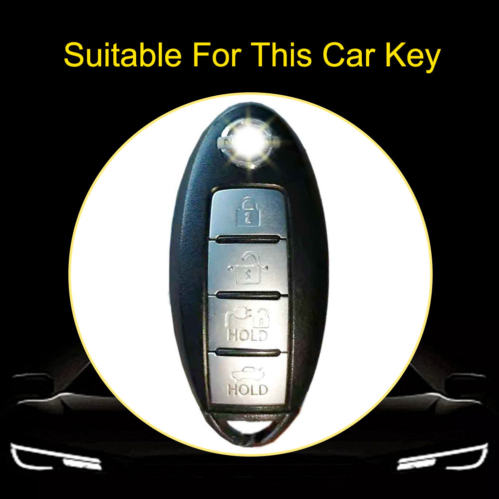 NIB9T1 White-Silver Plating TPU Car Key Case Cover for Nissan Note Qashqai Pathfinder Rogue Versa Infiniti Q50 Kia
