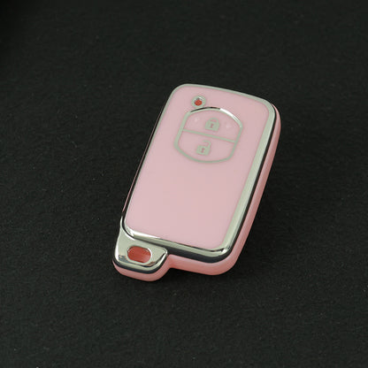 TOG2T1 Pink-Silver Plating Car Key Cover Soft TPU Car Key Case Cover for Toyota Camry Highlander Crown Prado Land Cruiser Vitz Prius Corolla Accessories