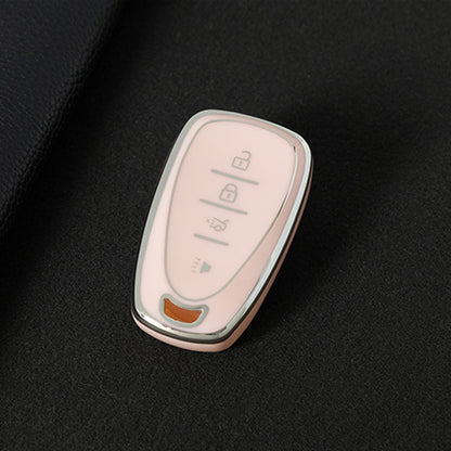 CEA2T1 Pink-Silver Plating Car Key Cover For CHEVROLET Cruze Spark Camaro Volt Bolt Trax Malibu Captiva Equinox Trax Tracker AVEO Lova TPU Car Key Case Key Cover
