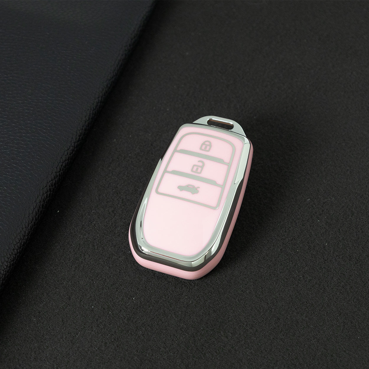 TOC1T1 Pink-Silver Plating Car Key Cover For TPU Soft Car Key Fob Cover Smart Key Shell Case Protector Suitable for Toyota Corolla Camry Levin RAV4 Reiz