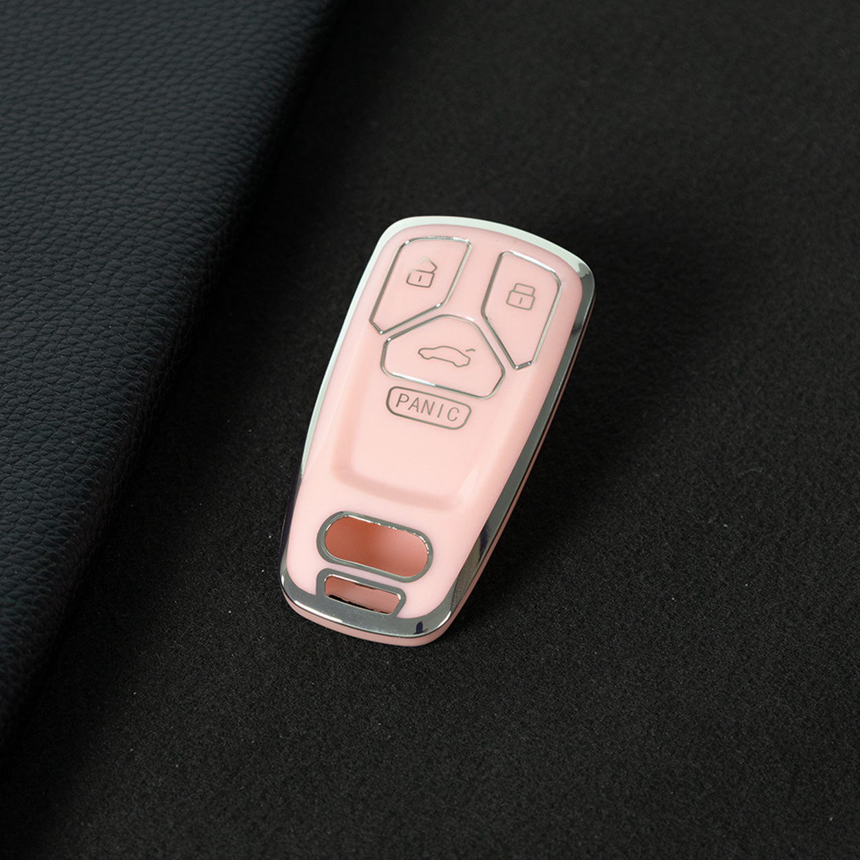 AUA3T1 Pink-Silver Plating Car Key Cover TPU Lightweight Car Key Cover Case Keychain Protector Fob for Audi Q7 A2 A4L Q5L A5 S4 TT TTS
