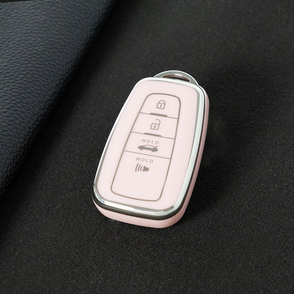 TOB4T1 Pink-Silver Plating Car Key Cover For Toyota Prius Camry Corolla C-HR CHR RAV4 Prado Izoa Levin Avalon 2018 2019 2020 Car Key Case Shell Cover Protector