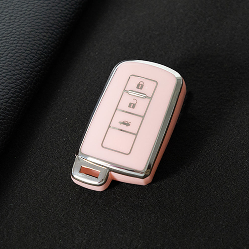 TOD1T1 Pink-Silver Plating Soft TPU Remote Car Key Case for Toyota Camry Corolla RAV4 Highlander Avalon 2015 - 2017 4 Buttons Cover Shell Holder