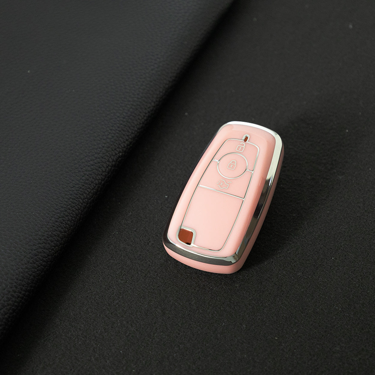 FOB1T1 Pink-Silver Plating TPU Car Key Case Cover Holder for Ford Fusion Edge Mustang Explorer F150 F250 F350