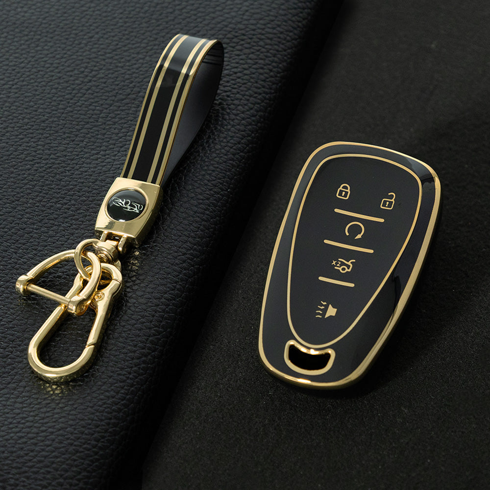 CEA3T1 Black-Gold Plating Car Key Cover for Chevrolet Holden Malibu XL Camaro Pioneer Wear Resisting Smart Auto