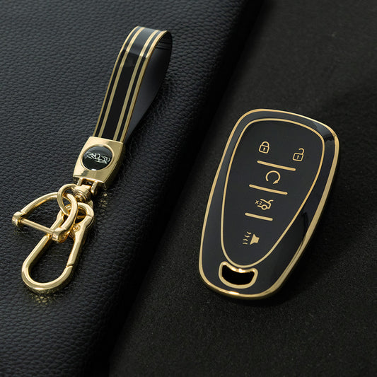 CEA3T1 Black-Gold Plating Car Key Cover for Chevrolet Holden Malibu XL Camaro Pioneer Wear Resisting Smart Auto
