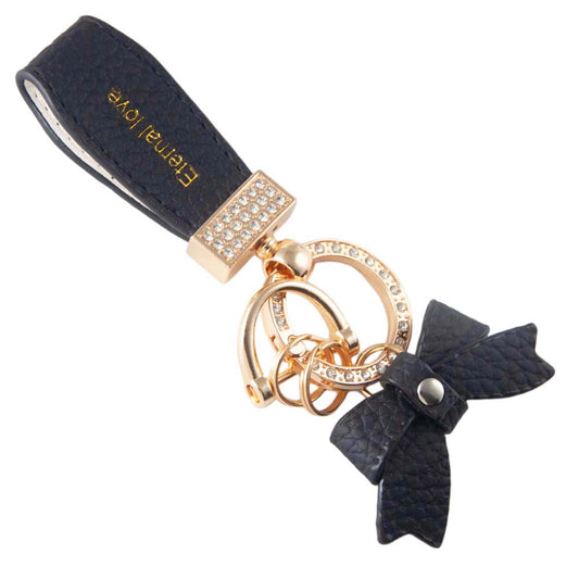 Pretty Bowknot Keychain for Women Girls PU Leather Cute Bow Key Ring Car Purse Handbag Accessories Eternal Love Ladies Gift