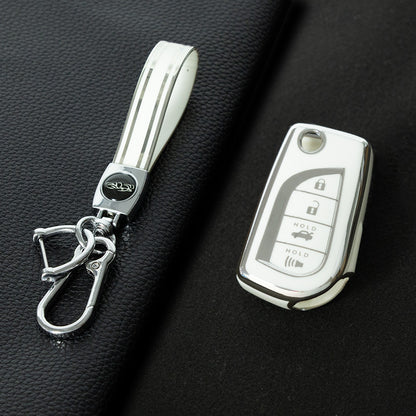 TOA5T1 White-Silver Plating TPU Protective Key Cover Case for Toyota New Corolla Camry RAV4 Avalon Izoa CHR Highlander Car Key Accessories