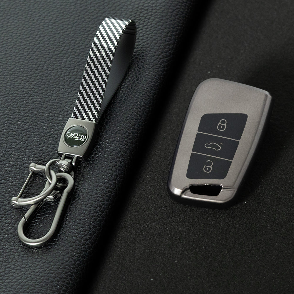 VOD1T1 Black-Metal Gray Plating Car Key Cover For VW Polo Lavda Jetta Beetle Passat B5 B6 B7 Bora Santana Tiguan Car Key Cover