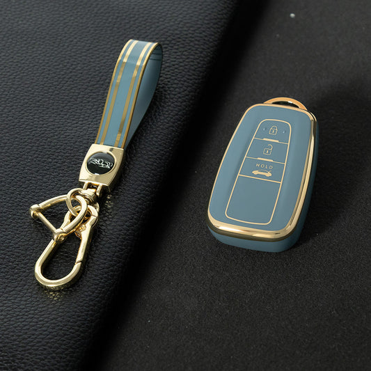 TOB1T1 Granny Grey-Gold Plating Car Key Cover For Toyota Rav4 Corolla CHR Verso Hilux Chaveiro Keyless Bag Car Accessories Key Cover TPU