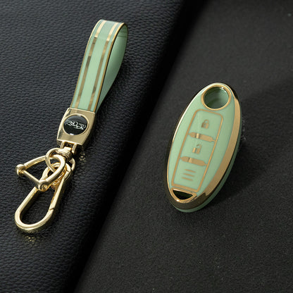 NIB1T1 Green-Gold Plating Car Key Cover For Nissan X-Trail Qashqai Sylphy Altima