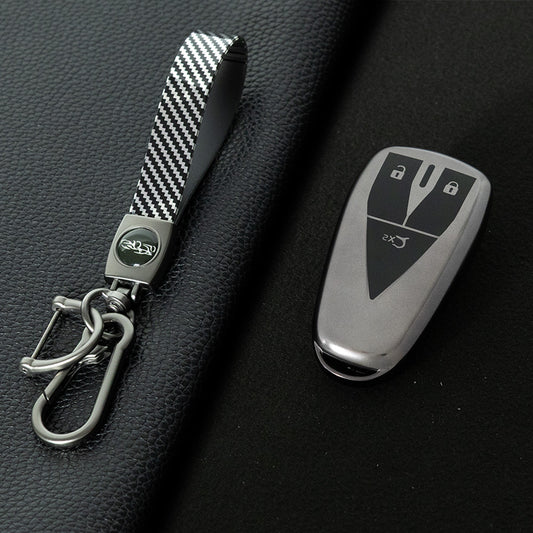 CHC1T1 Black-Metal Gray Plating Car Key Cover For TPU Car Key Cover Shell Remote Key Protection Case Car Interior Accessories  Changan CS35 CS55 CS75 PLUS 2019